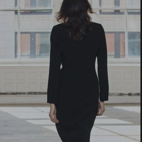 Elegant Black V-Neck Dress by Zara, Medium - Picture 3 of 10